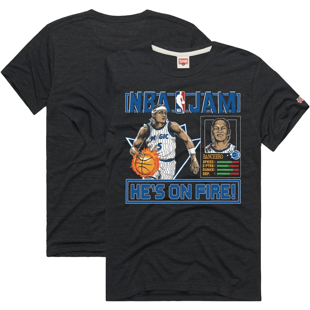 Paolo Banchero Orlando Magic Homage Unisex NBA Jam Tri-Blend T-Shirt Charcoal - NBA