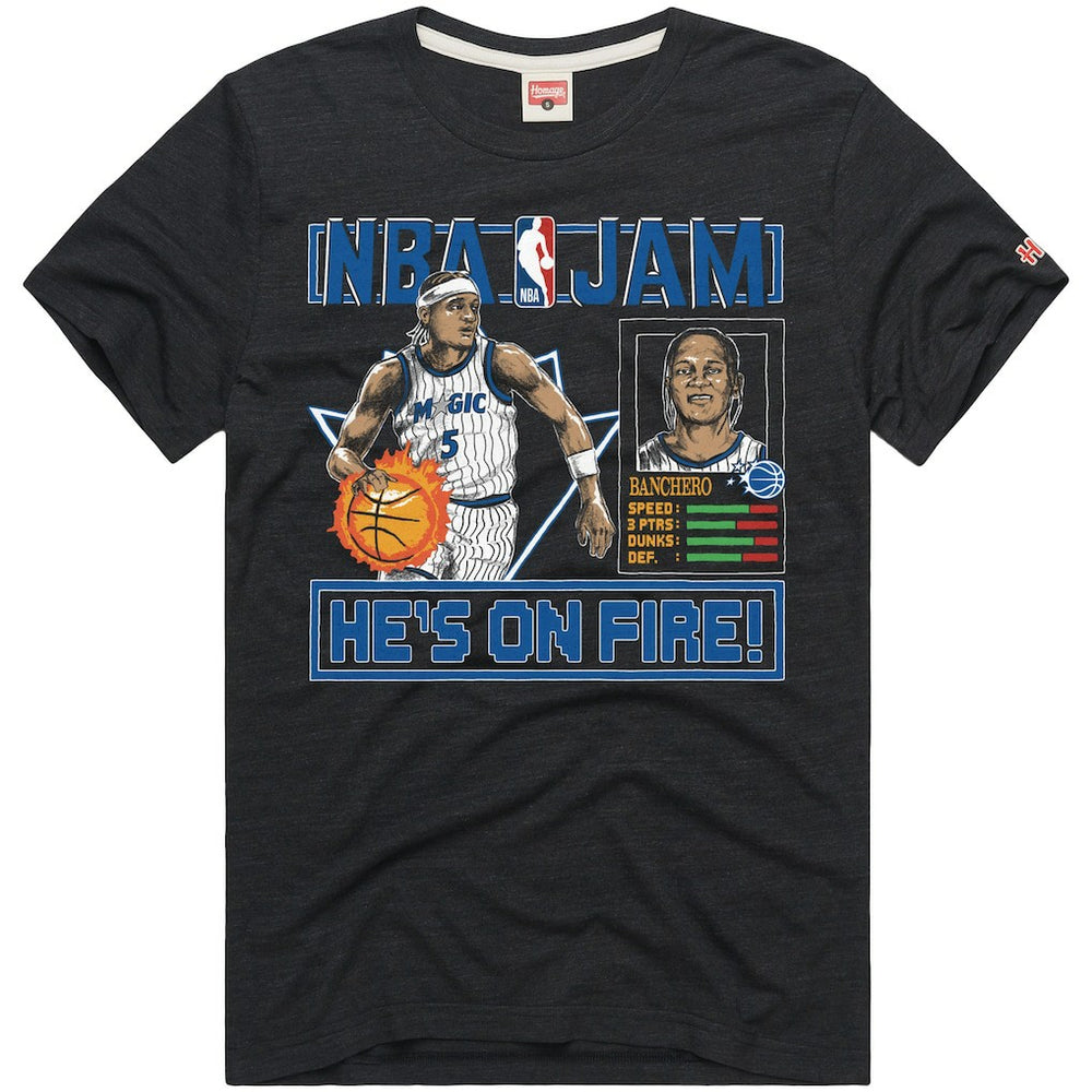 Paolo Banchero Orlando Magic Homage Unisex NBA Jam Tri-Blend T-Shirt Charcoal - NBA