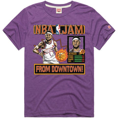 Devin Booker Phoenix Suns Homage Unisex NBA Jam Tri-Blend T-Shirt Purple - NBA