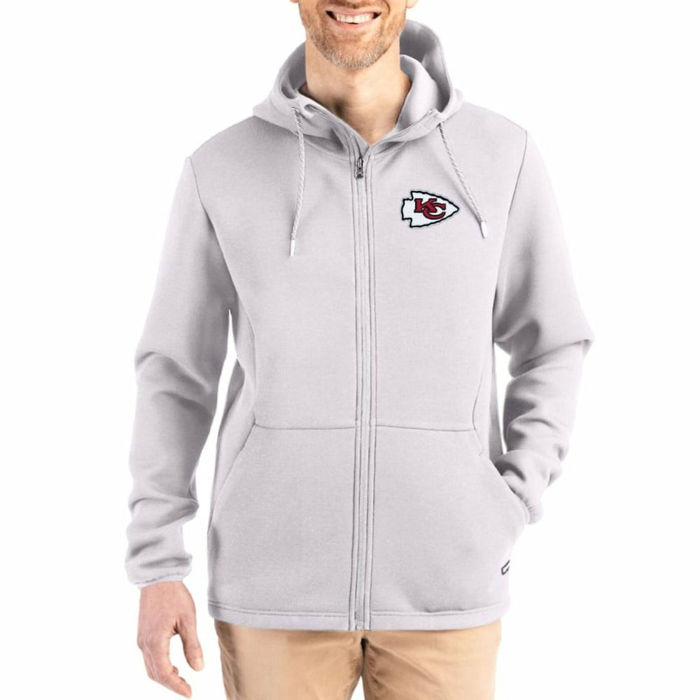 Kansas City Chiefs Cutter & Buck Roam Epic Comfort Recycled Full-Zip Hoodie Jacket Gray | NFL
