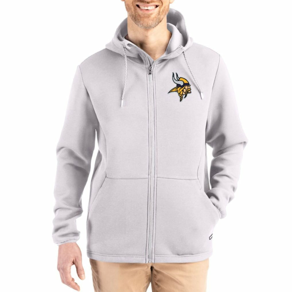 Minnesota Vikings Cutter & Buck Roam Epic Comfort Recycled Full-Zip Hoodie Jacket Gray | NFL