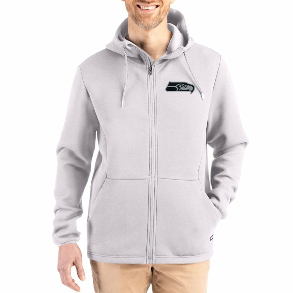 Seattle Seahawks Cutter & Buck Roam Epic Comfort Recycled Full-Zip Hoodie Jacket Gray | NFL