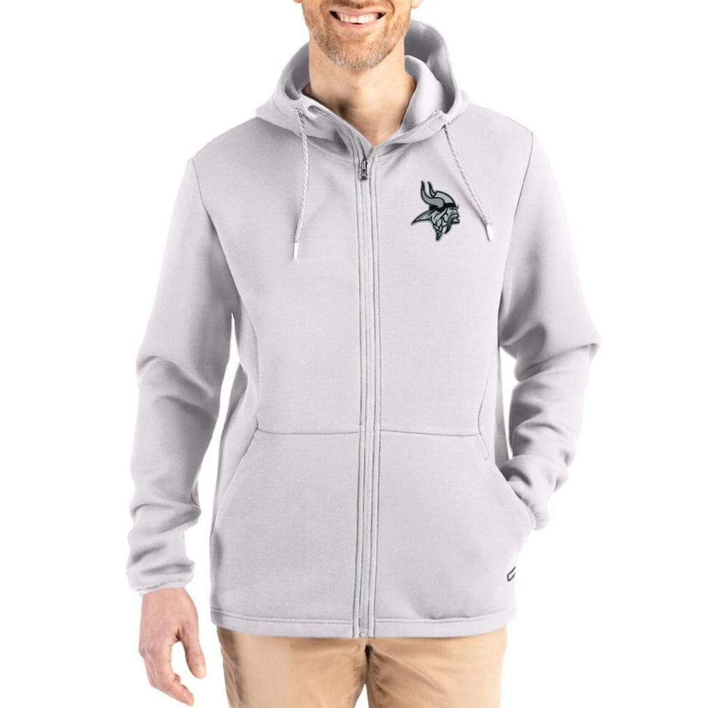 Minnesota Vikings Cutter & Buck Roam Epic Comfort Recycled Full-Zip Hoodie Jacket Gray | NFL