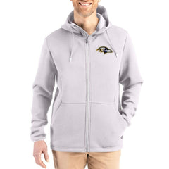 Baltimore Ravens Cutter & Buck Roam Epic Comfort Recycled Full-Zip Hoodie Jacket Gray | NFL