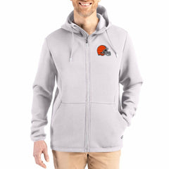 Cleveland Browns Cutter & Buck Roam Epic Comfort Recycled Full-Zip Hoodie Jacket Gray | NFL