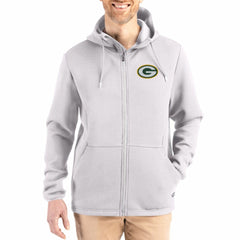 Green Bay Packers Cutter & Buck Roam Epic Comfort Recycled Full-Zip Hoodie Jacket Gray | NFL