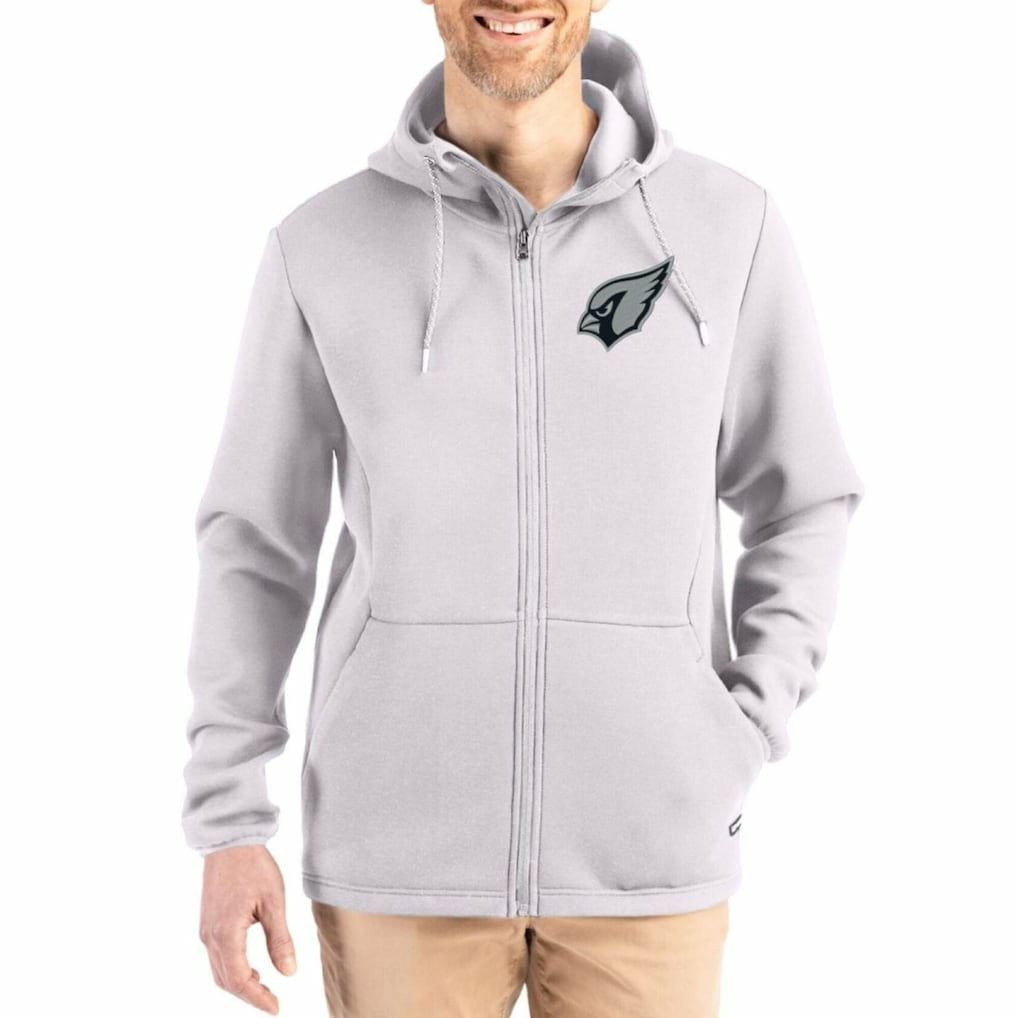 Arizona Cardinals Cutter & Buck Roam Epic Comfort Recycled Full-Zip Hoodie Jacket Gray | NFL
