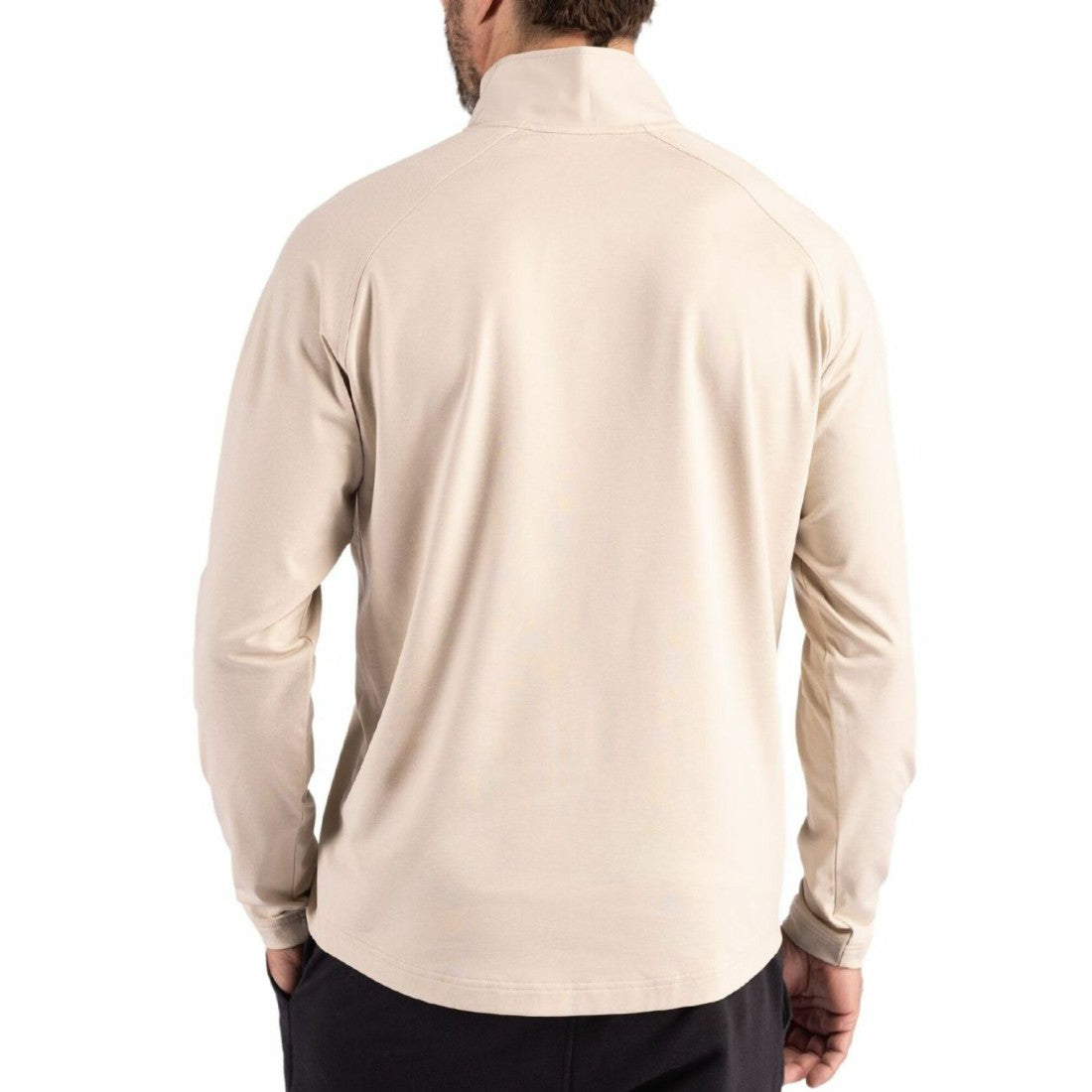 Green Bay Packers Cutter & Buck Adapt Eco Knit Hybrid Recycled Quarter-Zip Jacket Light Brown | NFL
