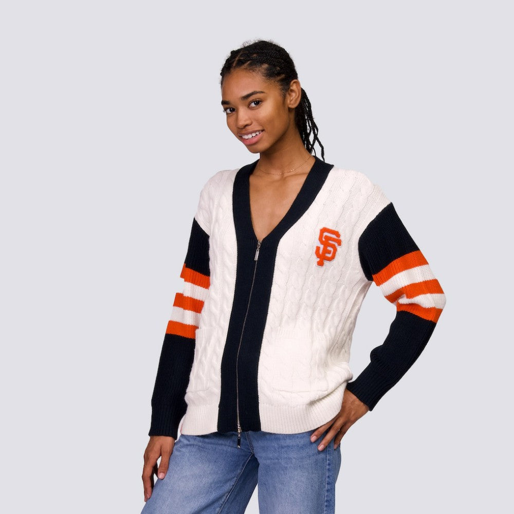 San Francisco Giants Lusso Women's Shyla Knit V-Neck Full-Zip Sweater - MLB