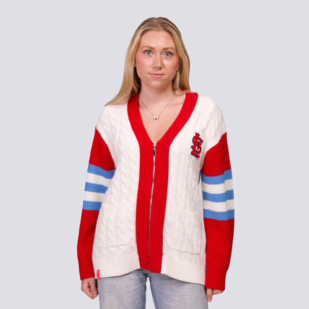 St. Louis Cardinals Lusso Women's Shyla Knit V-Neck Full-Zip Sweater - MLB