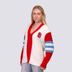 St. Louis Cardinals Lusso Women's Shyla Knit V-Neck Full-Zip Sweater - MLB