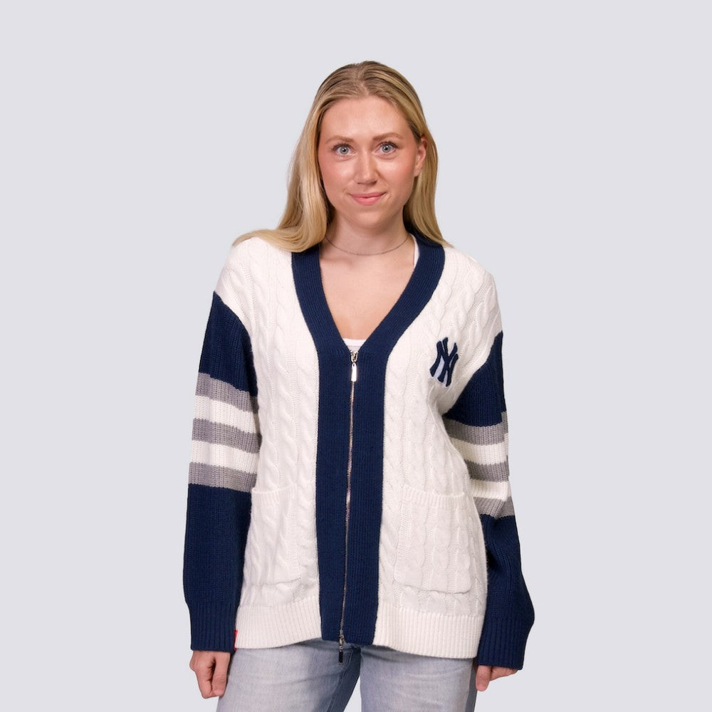 New York Yankees Lusso Women's Shyla Knit V-Neck Full-Zip Sweater - MLB