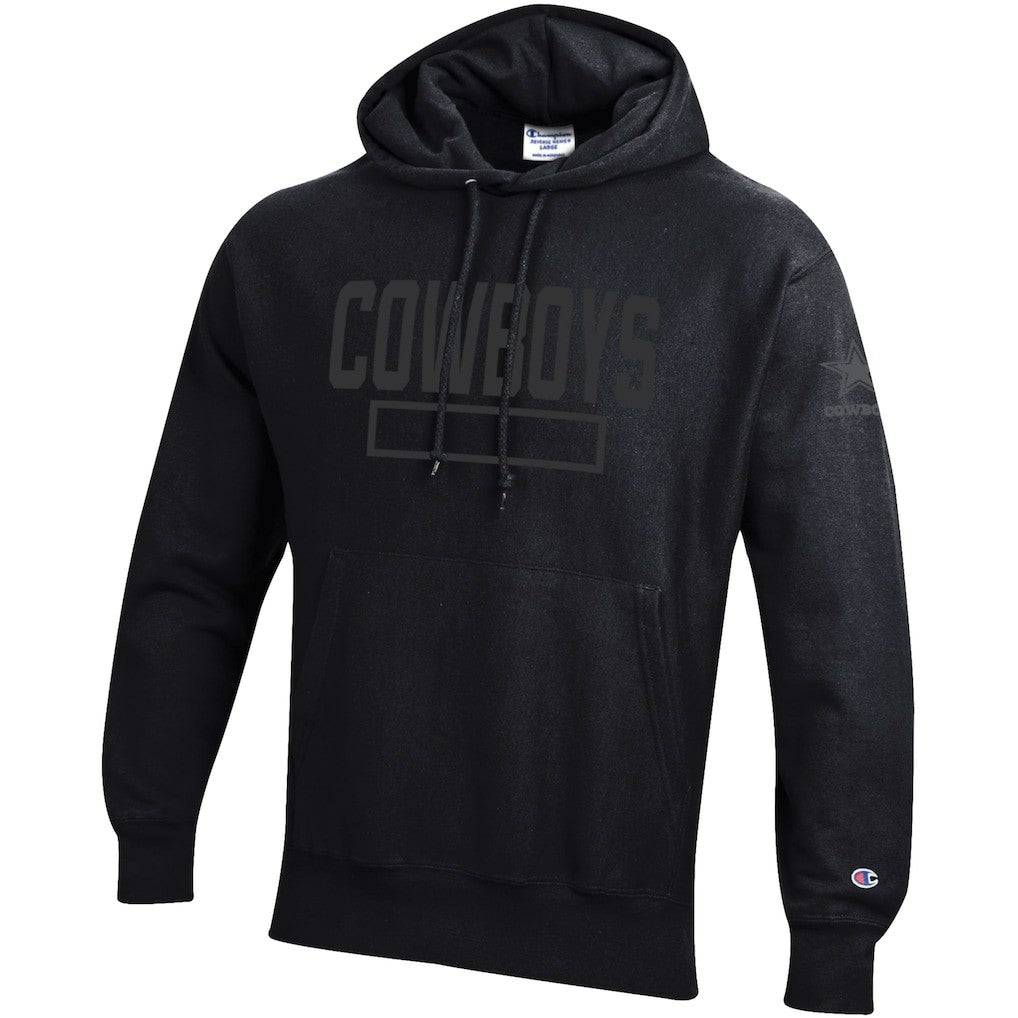Dallas Cowboys Champion Tonal Reverse Weave Fleece Hoodie Black | NFL