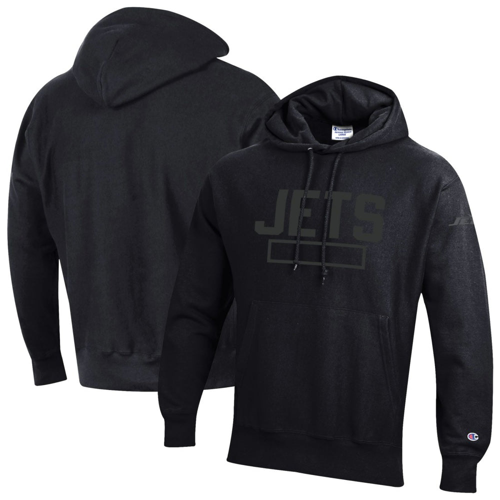 New York Jets Champion Tonal Reverse Weave Fleece Hoodie Black | NFL