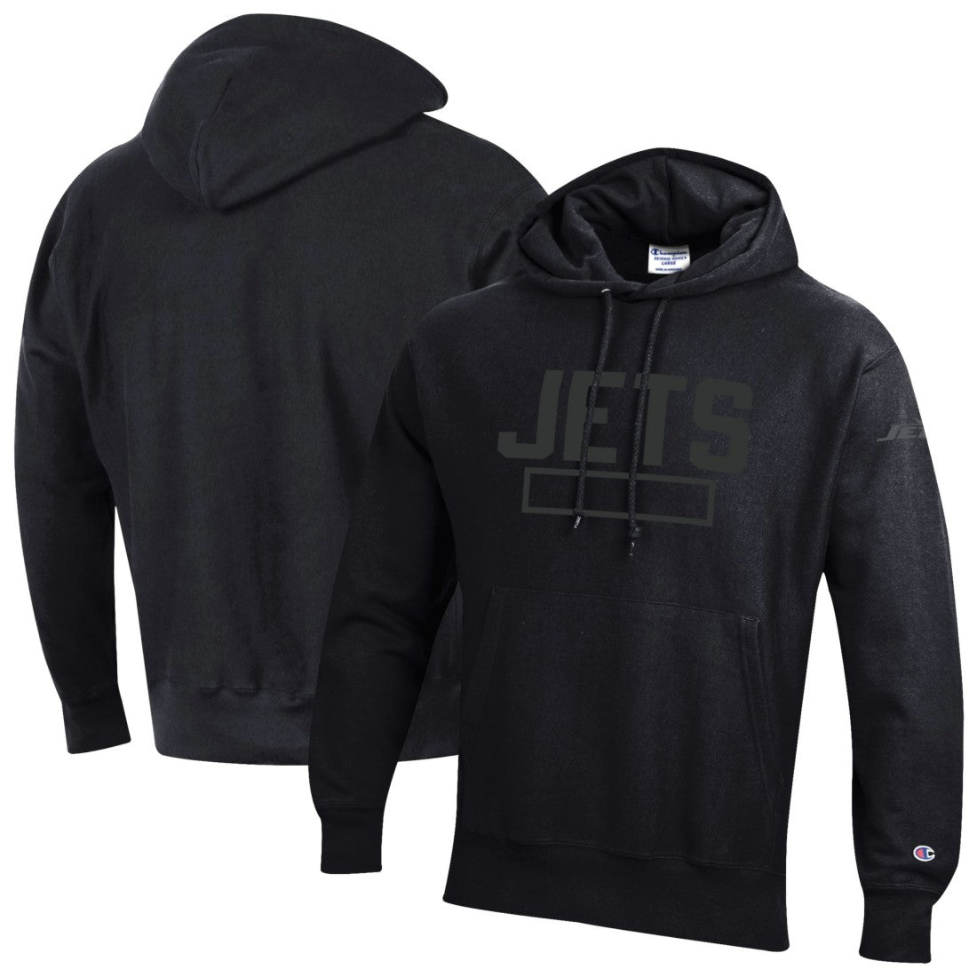 New York Jets Champion Tonal Reverse Weave Fleece Hoodie Black | NFL