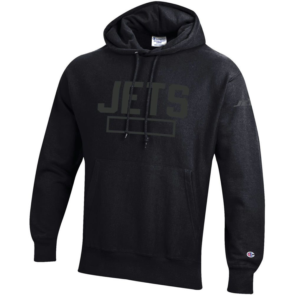 New York Jets Champion Tonal Reverse Weave Fleece Hoodie Black | NFL