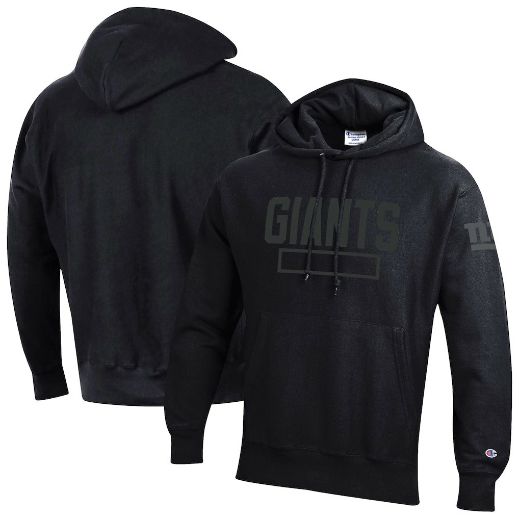 New York Giants Champion Tonal Reverse Weave Fleece Hoodie Black | NFL