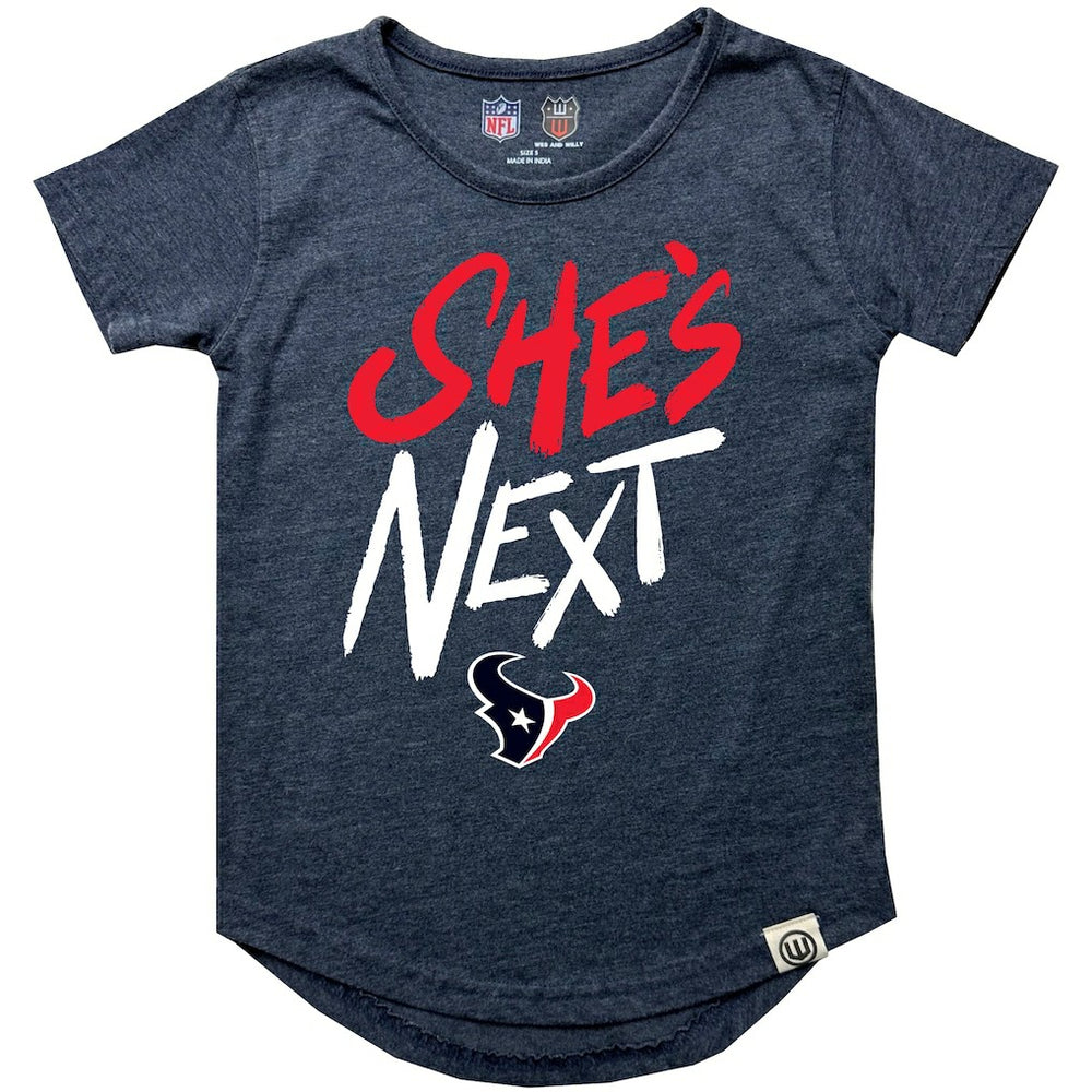 Houston Texans Wes & Willy Girls Youth She's Next Garment Washed T-Shirt Navy | NFL