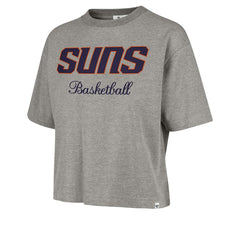 Phoenix Suns '47 Women's Pivot Drop Needle Cropped T-Shirt Gray - NBA