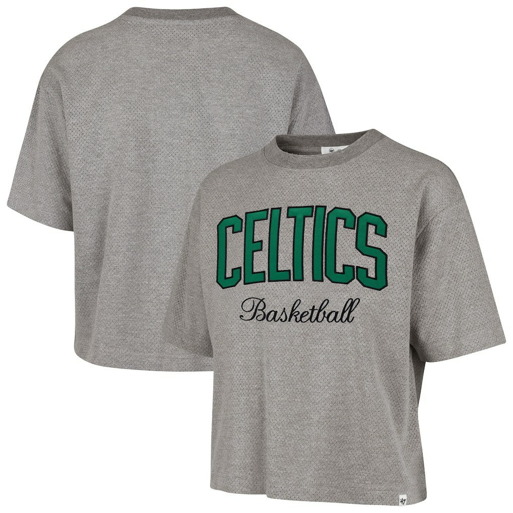 Boston Celtics '47 Women's Pivot Drop Needle Cropped T-Shirt Gray - NBA