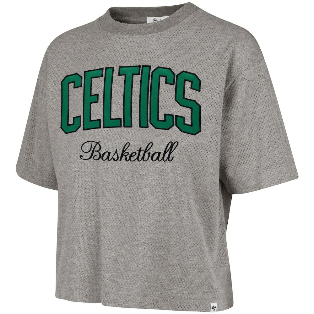 Boston Celtics '47 Women's Pivot Drop Needle Cropped T-Shirt Gray - NBA