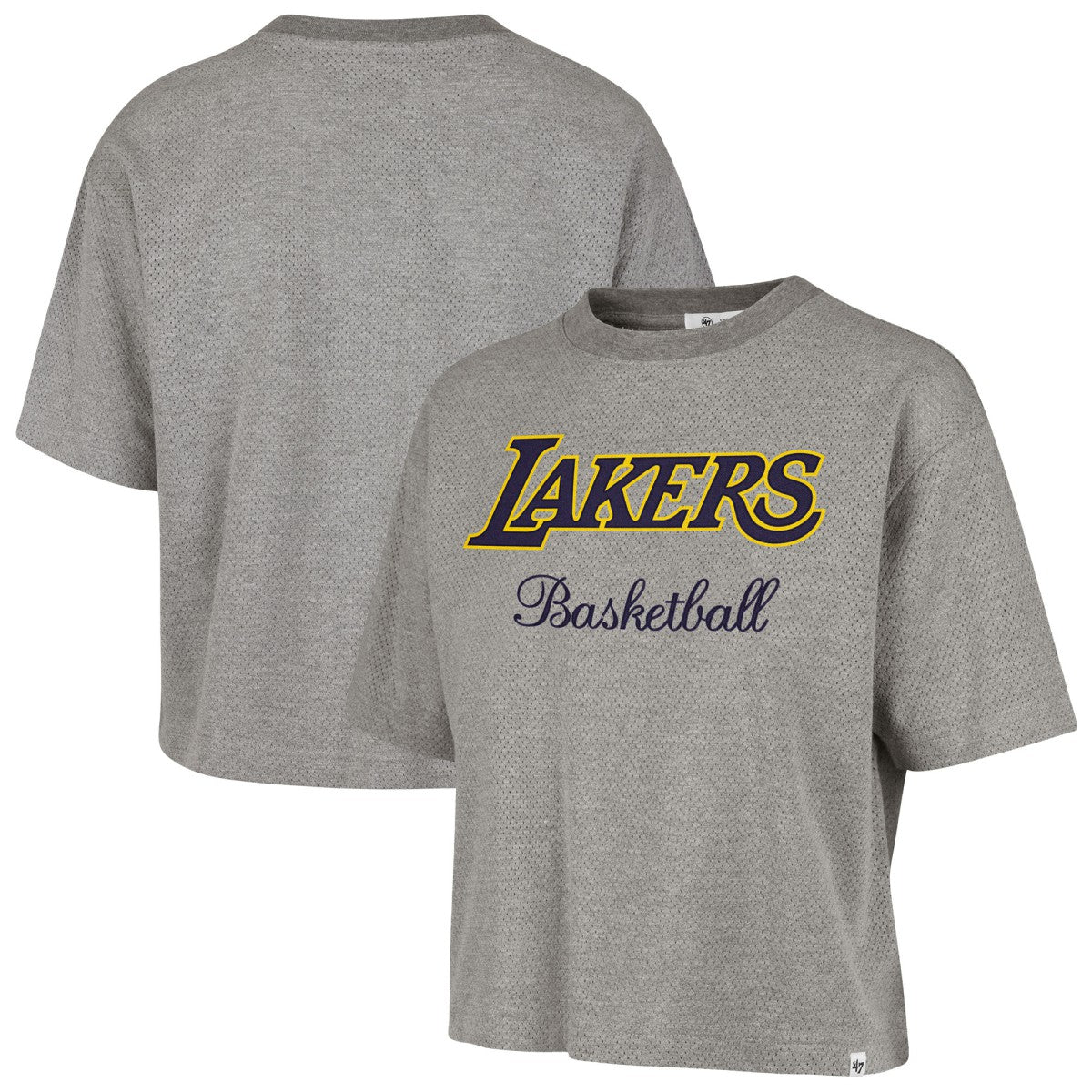 Los Angeles Lakers '47 Women's Pivot Drop Needle Cropped T-Shirt Gray - NBA