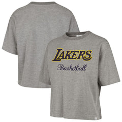 Los Angeles Lakers '47 Women's Pivot Drop Needle Cropped T-Shirt Gray - NBA