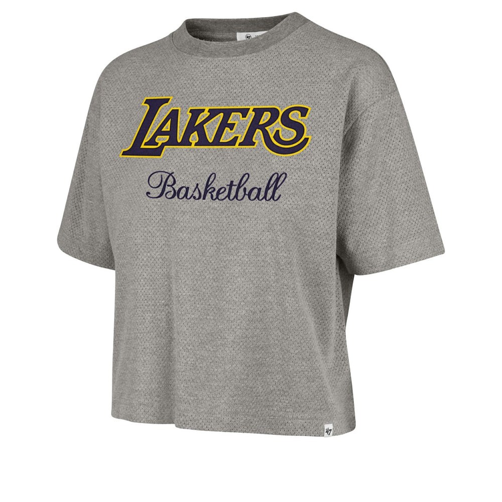 Los Angeles Lakers '47 Women's Pivot Drop Needle Cropped T-Shirt Gray - NBA