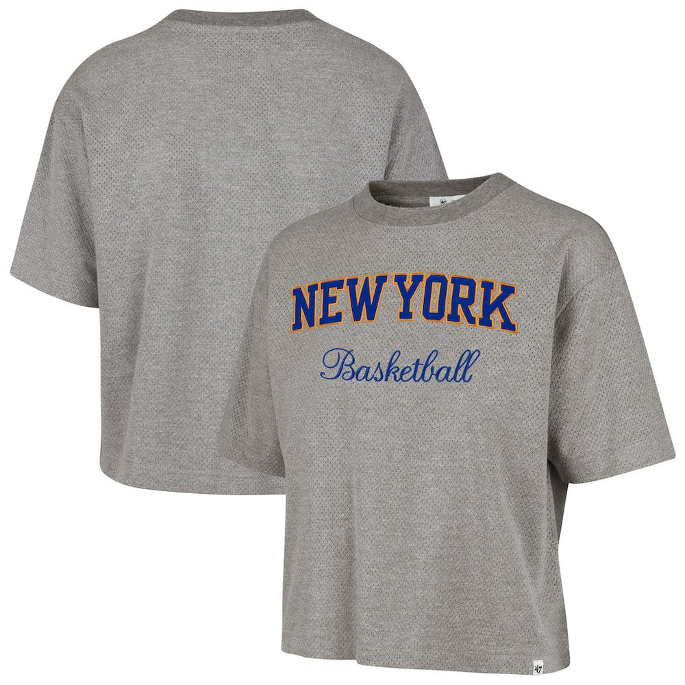 New York Knicks '47 Women's Pivot Drop Needle Cropped T-Shirt Gray - NBA
