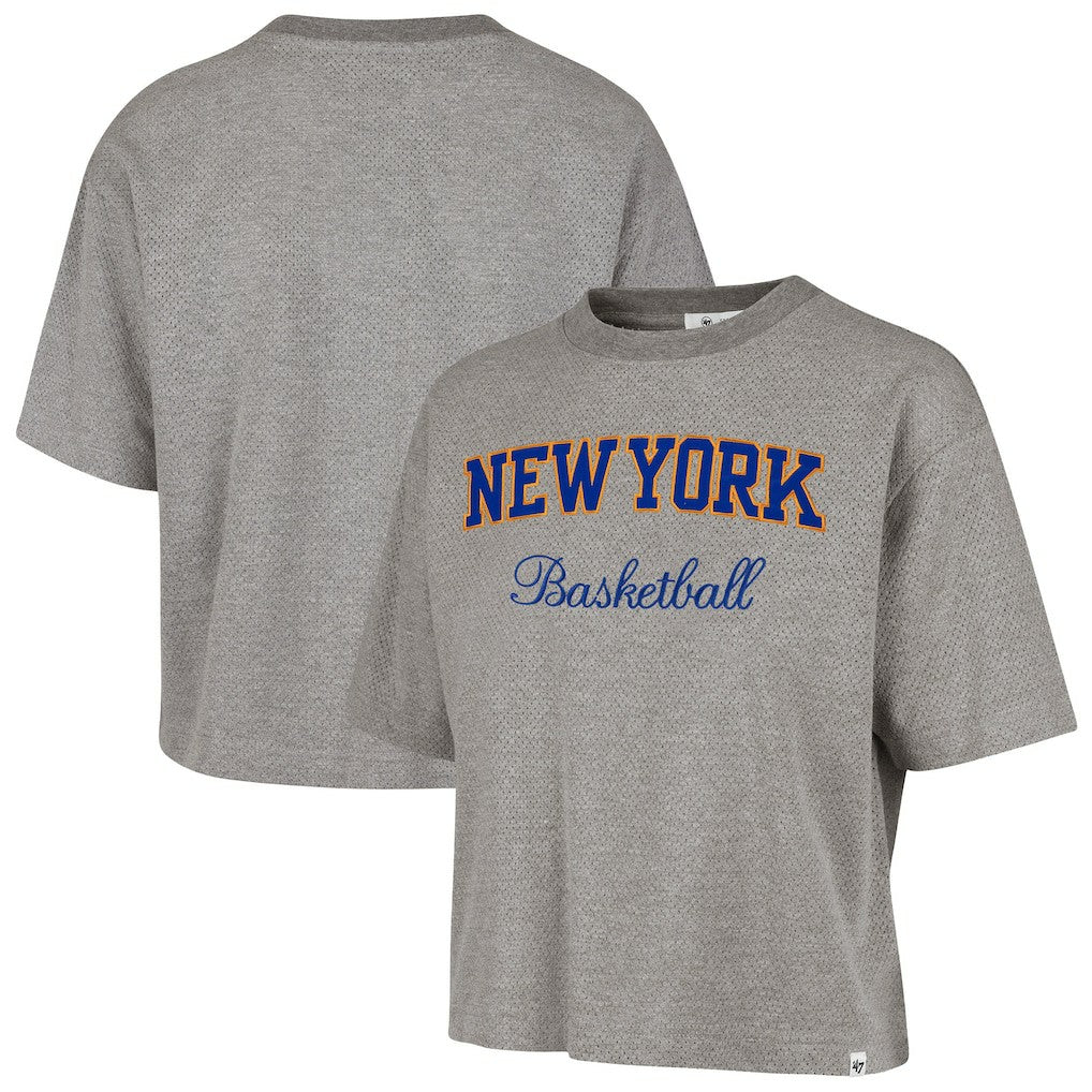 New York Knicks '47 Women's Pivot Drop Needle Cropped T-Shirt Gray - NBA