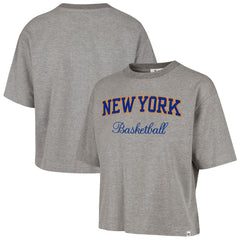 New York Knicks '47 Women's Pivot Drop Needle Cropped T-Shirt Gray - NBA