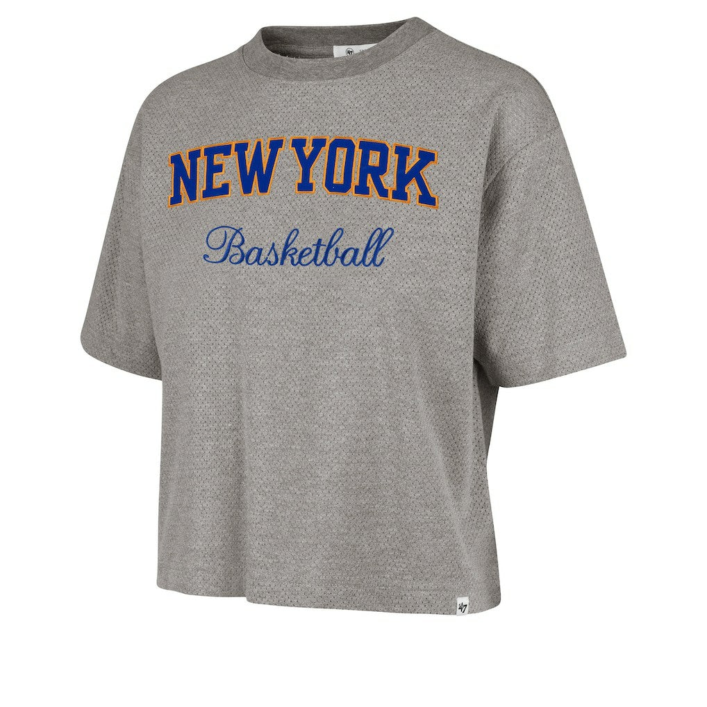 New York Knicks '47 Women's Pivot Drop Needle Cropped T-Shirt Gray - NBA