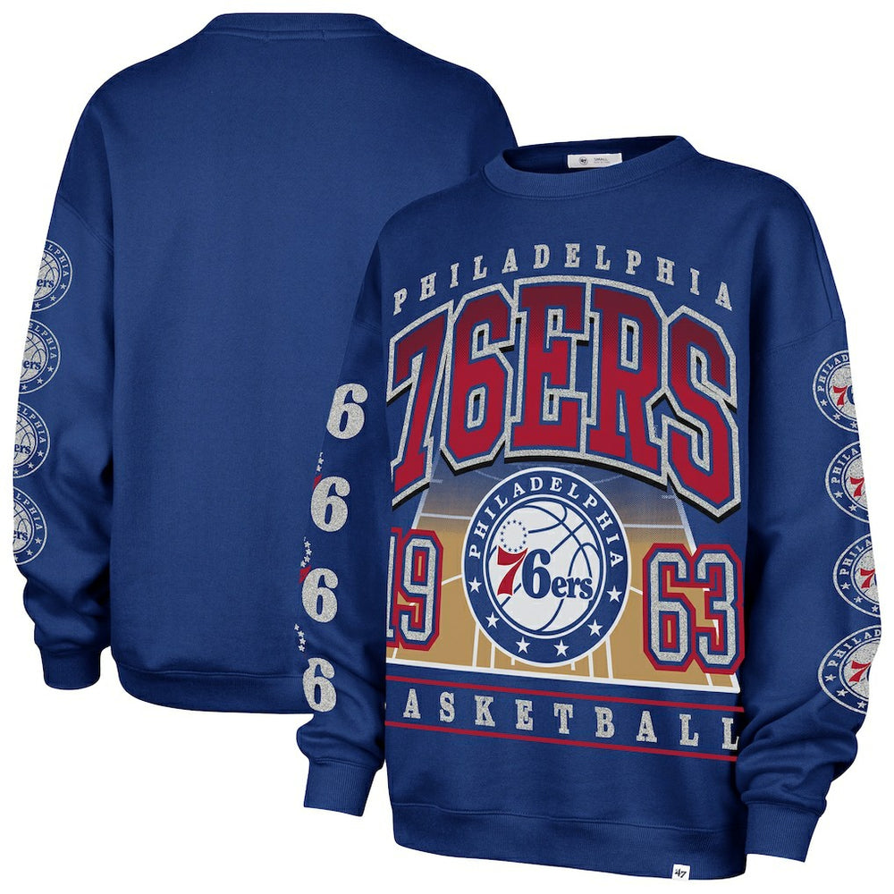 Philadelphia 76ers '47 Women's Go Big Oversized Sweatshirt Royal - NBA