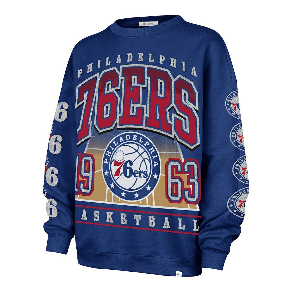 Philadelphia 76ers '47 Women's Go Big Oversized Sweatshirt Royal - NBA