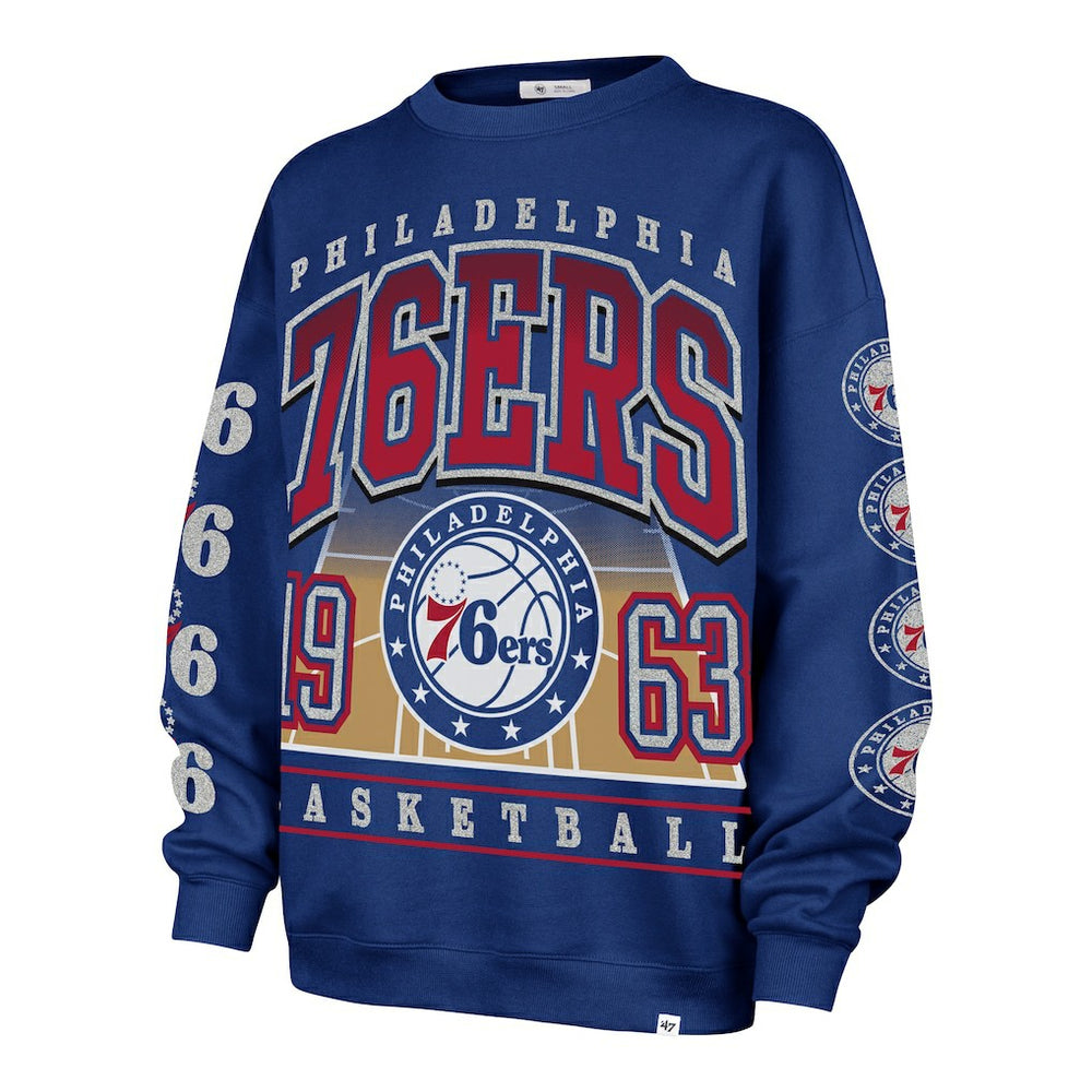 Philadelphia 76ers '47 Women's Go Big Oversized Sweatshirt Royal - NBA