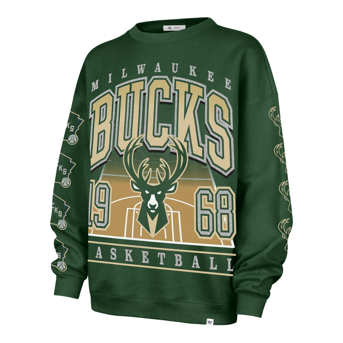 Milwaukee Bucks '47 Women's Go Big Oversized Sweatshirt Hunter Green - NBA