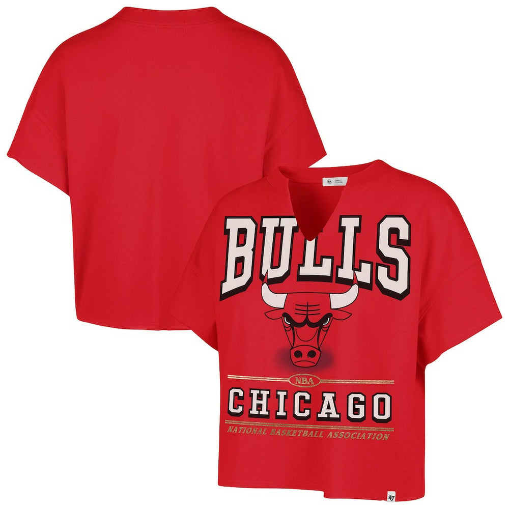 Chicago Bulls '47 Women's Elation Oversized Notch Neck T-Shirt Red - NBA