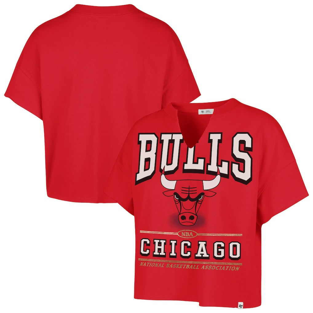 Chicago Bulls '47 Women's Elation Oversized Notch Neck T-Shirt Red - NBA