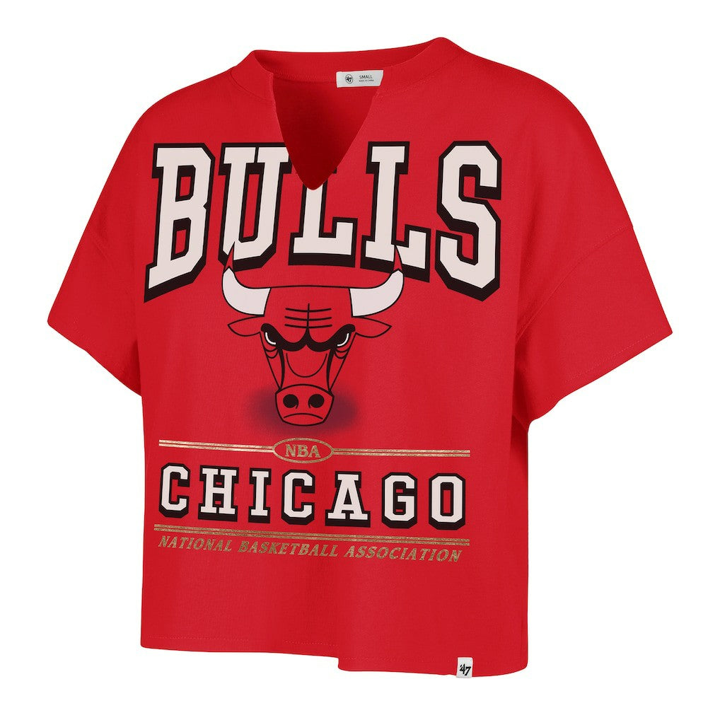 Chicago Bulls '47 Women's Elation Oversized Notch Neck T-Shirt Red - NBA