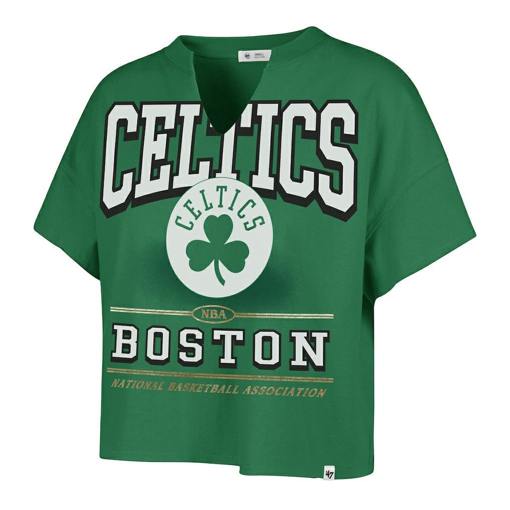 Boston Celtics '47 Women's Elation Oversized Notch Neck T-Shirt Kelly Green - NBA