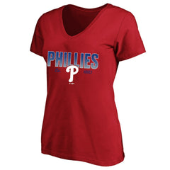 Philadelphia Phillies Profile Women's Plus Size Wordmark V-Neck T-Shirt - MLB