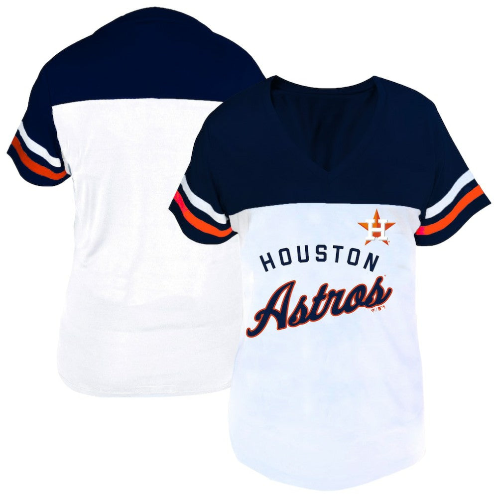 Houston Astros Profile Women's Plus Size Two-Stripe V-Neck T-Shirt - MLB
