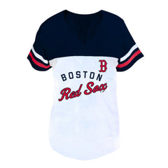 Boston Red Sox Profile Women's Plus Size Two-Stripe V-Neck T-Shirt - MLB