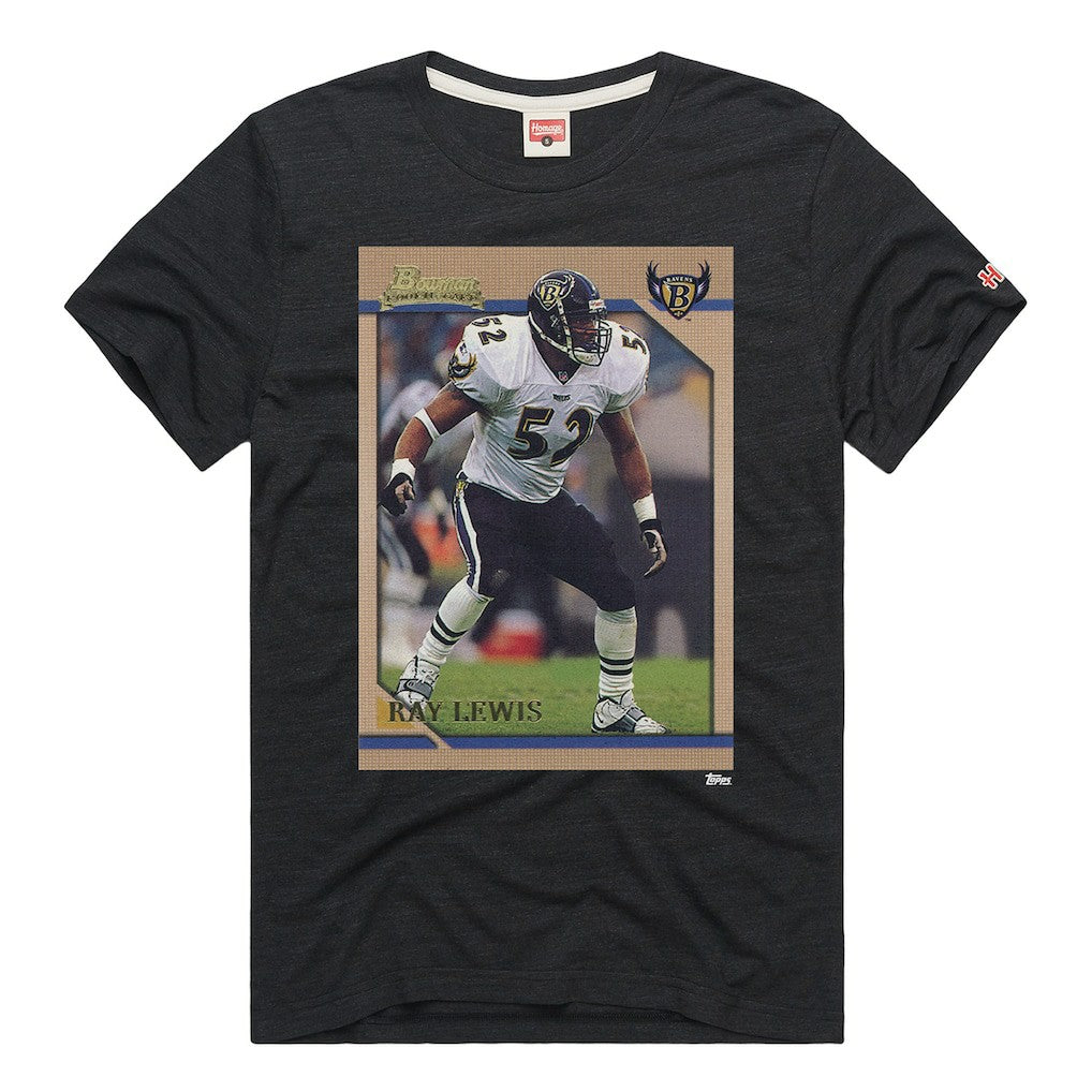 Ray Lewis Baltimore Ravens Homage Unisex NFL Topps Trading Card Tri-Blend T-Shirt Charcoal | NFL