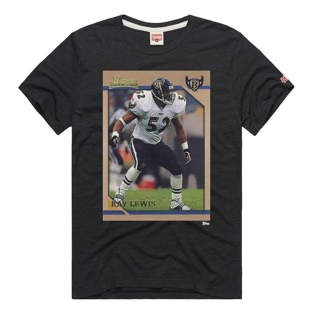 Ray Lewis Baltimore Ravens Homage Unisex NFL Topps Trading Card Tri-Blend T-Shirt Charcoal | NFL