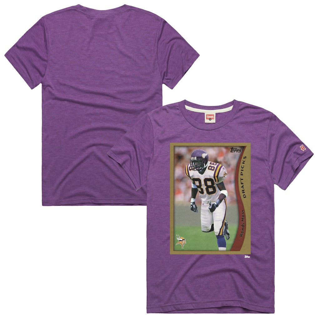 Randy Moss Minnesota Vikings Homage Unisex NFL Topps Trading Card Tri-Blend T-Shirt Purple | NFL