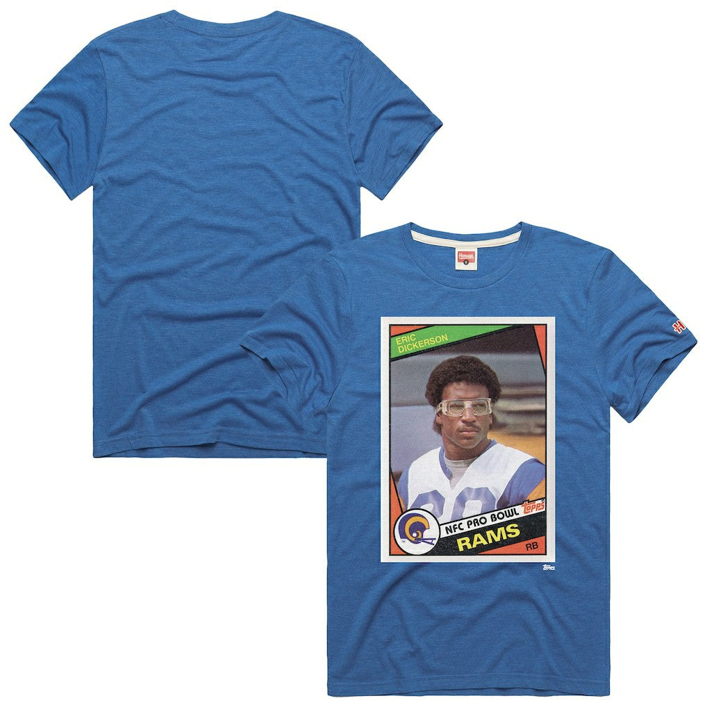 Eric Dickerson Los Angeles Rams Homage Unisex NFL Topps Trading Card Tri-Blend T-Shirt Royal | NFL