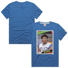 Eric Dickerson Los Angeles Rams Homage Unisex NFL Topps Trading Card Tri-Blend T-Shirt Royal | NFL