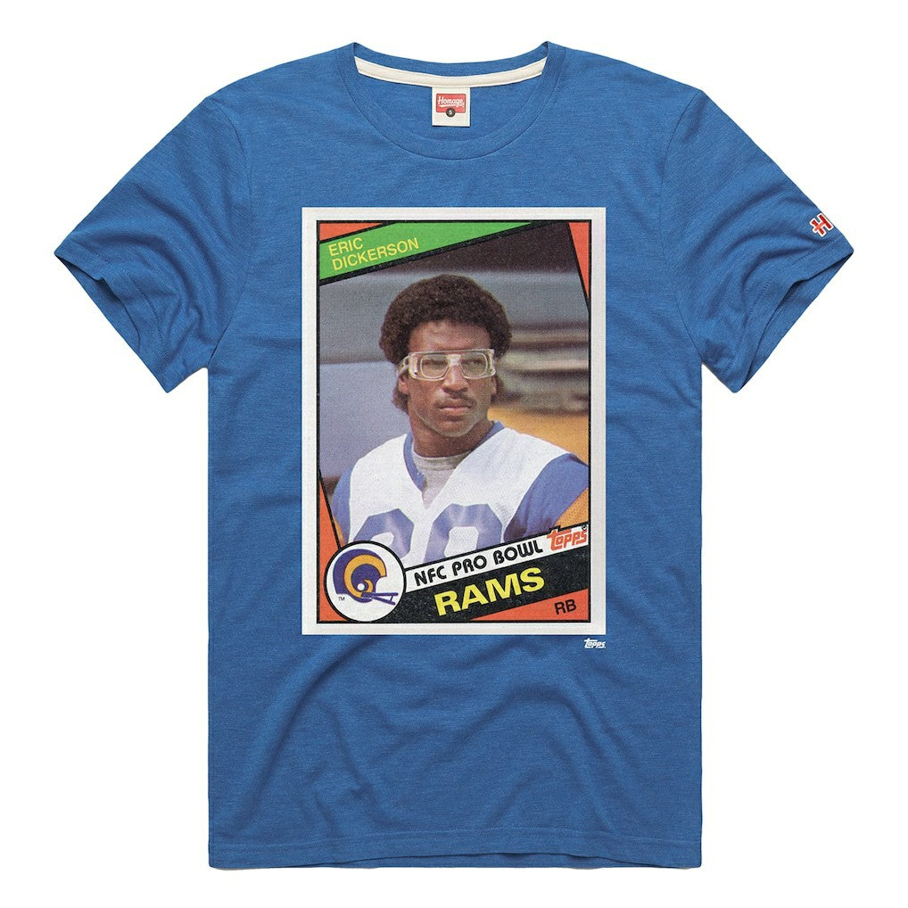 Eric Dickerson Los Angeles Rams Homage Unisex NFL Topps Trading Card Tri-Blend T-Shirt Royal | NFL