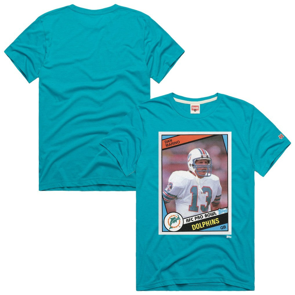 Dan Marino Miami Dolphins Homage Unisex NFL Topps Trading Card Tri-Blend T-Shirt Aqua | NFL
